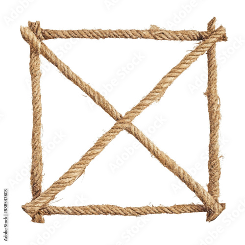 Rope frame, isolated on a white background, perfect for creative design projects.