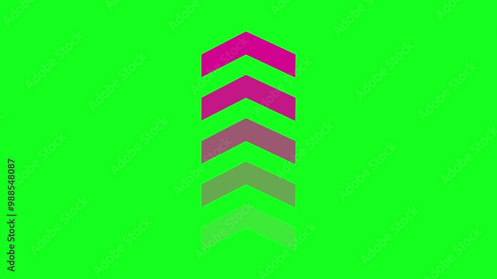 Pink arrow moving up on green background. Pink arrow moving up on green background.