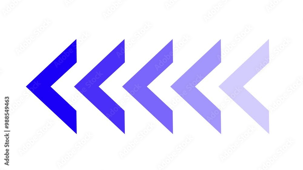 Blue arrow moving left on white background. Blue arrow moving left on white background.