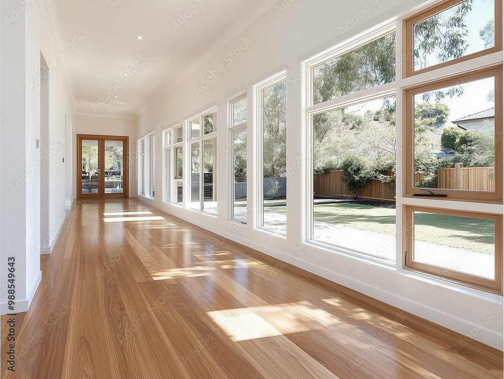 Fototapeta premium Contemporary interior of suburban home from natural materials
