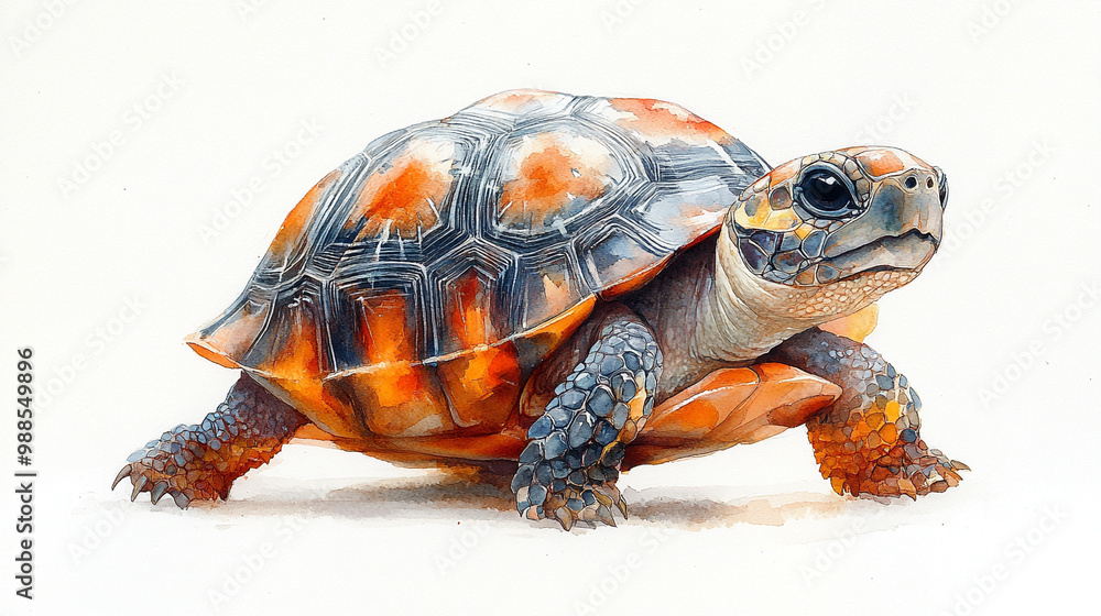 Fototapeta premium Beautifully detailed illustration of a turtle showcasing vibrant colors, perfect for nature lovers and educational use.