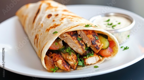 Delicious Chicken Wrap with Fresh Vegetables and Sauce