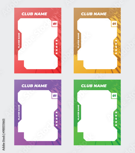 sports trading card, player photo frame template, game trading card for football, hockey and basketball, blank rectangle for photo frame, template eps 10.	