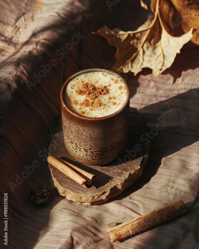 Bohemian lifestyle Aesthetic beverage. Cacao, Coffee, Tea , 300 DPI
 photo