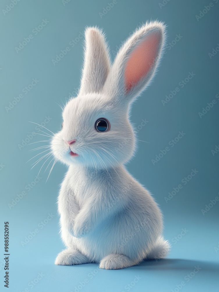 White Rabbit on Blue Surface White Rabbit on Blue Surface