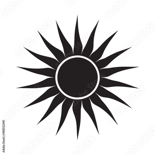 Black Tribal Sun Tattoo Sonnenrad Symbol - Spiral Sun Wheel Ancient Esoteric Logo Vector Design

