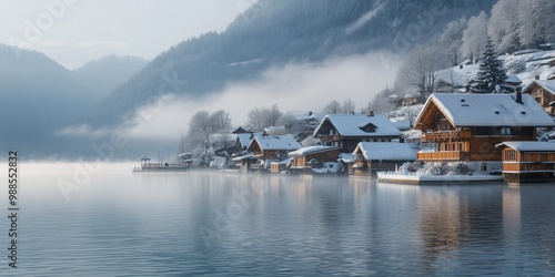 a mountain landscape, beautiful winter scene capturing the captivating beauty of the Salzach valley in Austria photo