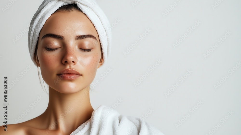 Woman with towel on the white background. Woman with towel on the white background.