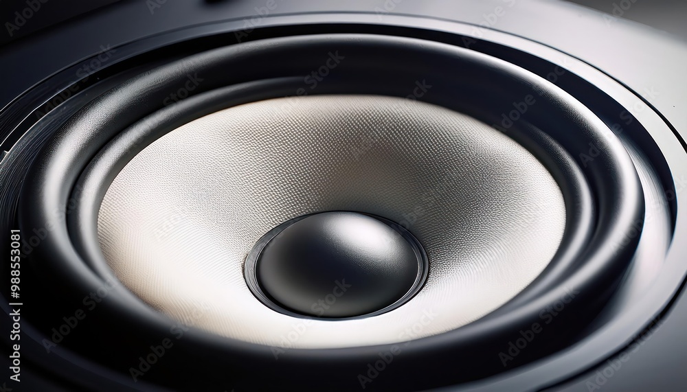 hi fi speaker flying few colorful music notes and sound waves hi fi speaker flying few colorful music notes and sound waves