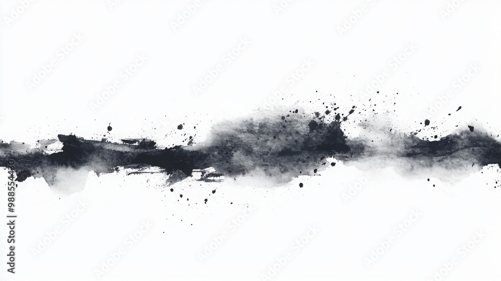 Obraz premium Abstract black watercolor texture white isolated background.