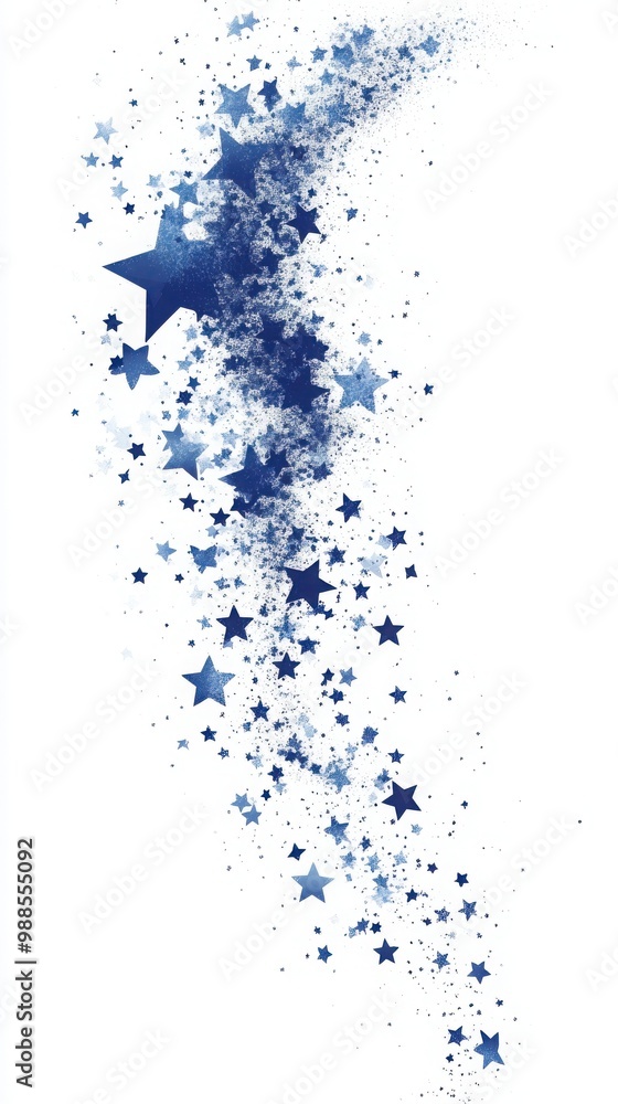 Blue star glitter on white isolated background, ideal for festive designs. Blue star glitter on white isolated background, ideal for festive designs.