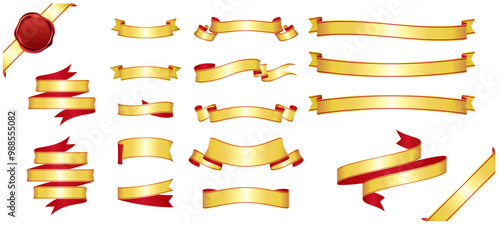 gold ribbon banner design material