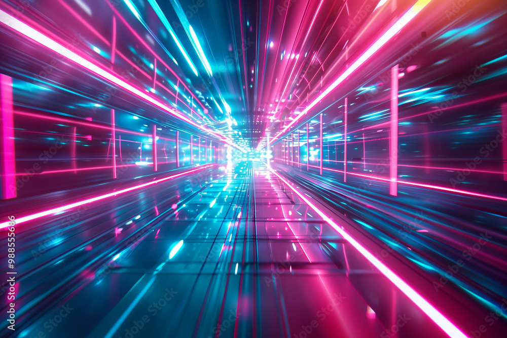 Obraz premium Vibrant Futuristic Tunnel with Pink and Blue Lights