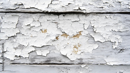 White Paint Peeling From a Wooden Surface photo