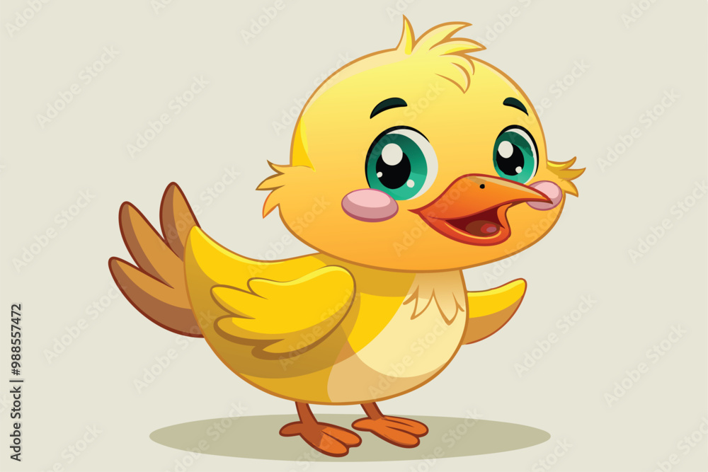A cute duck with bright eyes happily flaps its wings in a cheerful pose, a cartoon character cute charming duck A cute duck with bright eyes happily flaps its wings in a cheerful pose, a cartoon character cute charming duck