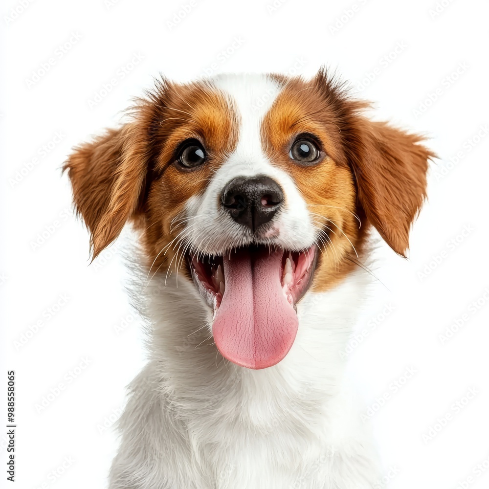 Cheerful puppy with a playful expression against a white isolated background. Cheerful puppy with a playful expression against a white isolated background.