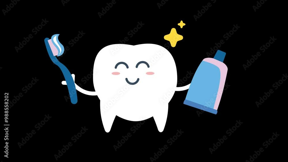 Toothpaste In Animation animated cartoon illustration of a tooth character holding a toothbrush ...