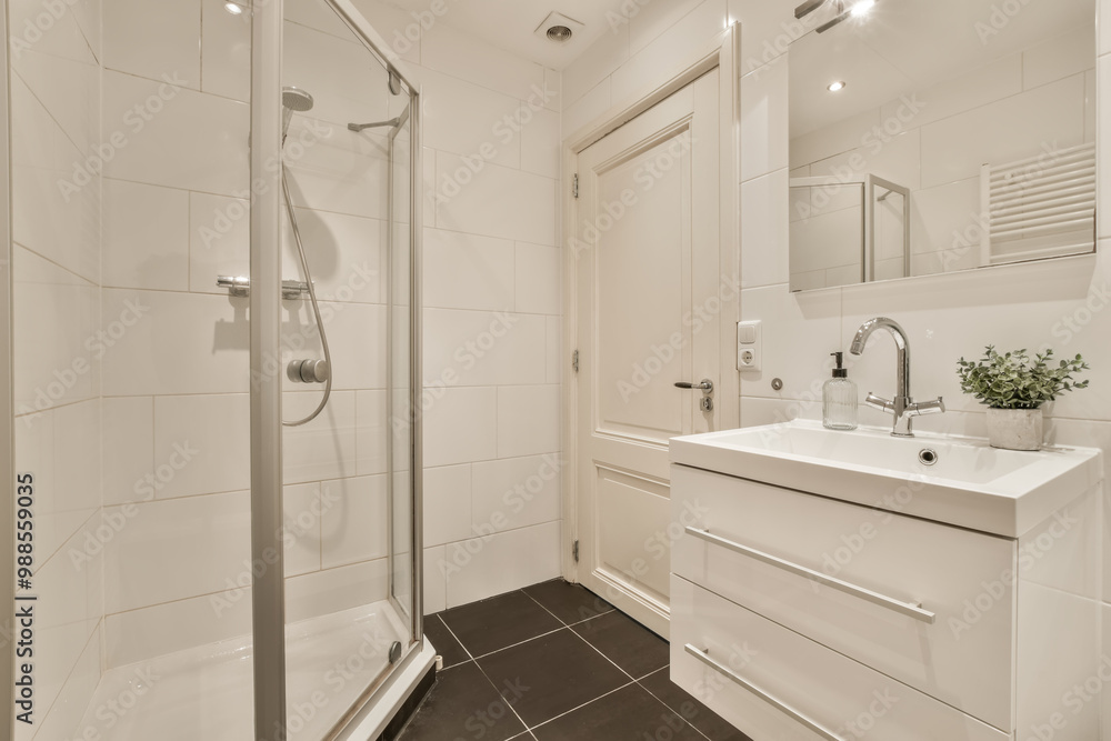 Modern white and black bathroom interior design Modern white and black bathroom interior design