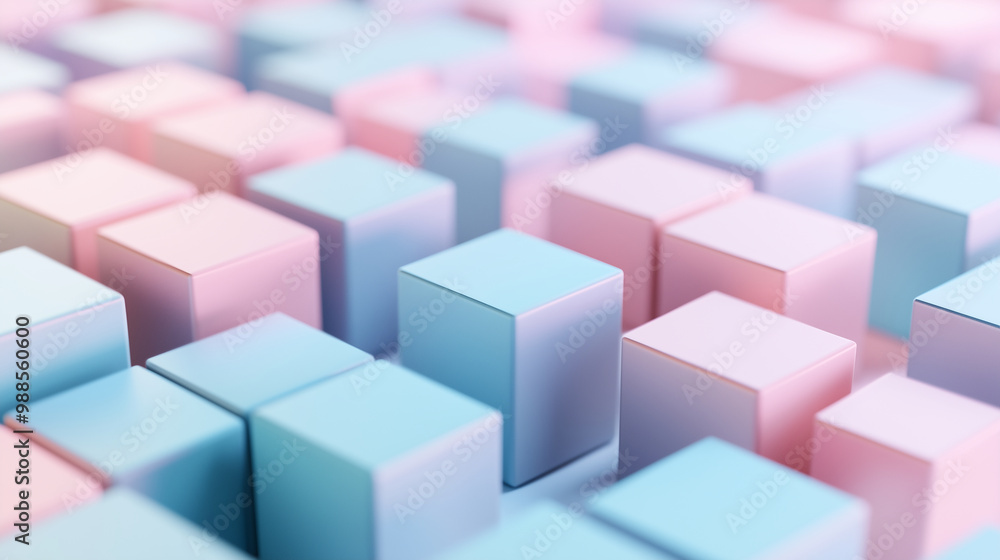 Abstract 3D cubes in various pastel colors, creating a sense of depth and visual interest. Abstract 3D cubes in various pastel colors, creating a sense of depth and visual interest.