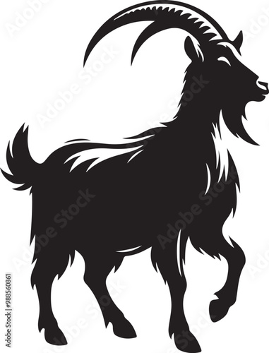 "A bold vector illustration of a goat silhouette, showcasing its distinctive form and natural elegance."