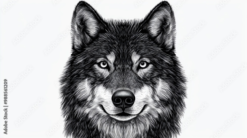 A detailed illustration of a wolf's face showcasing its captivating features and intense gaze, perfect for wildlife enthusiasts. A detailed illustration of a wolf's face showcasing its captivating features and intense gaze, perfect for wildlife enthusiasts.
