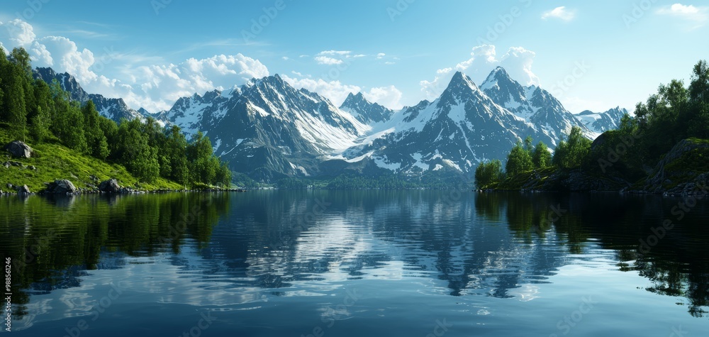 A serene mountain lake reflecting the surrounding peaks, its crystal-clear waters revealing the depths of natures tranquility in 4K A serene mountain lake reflecting the surrounding peaks, its crystal-clear waters revealing the depths of natures tranquility in 4K