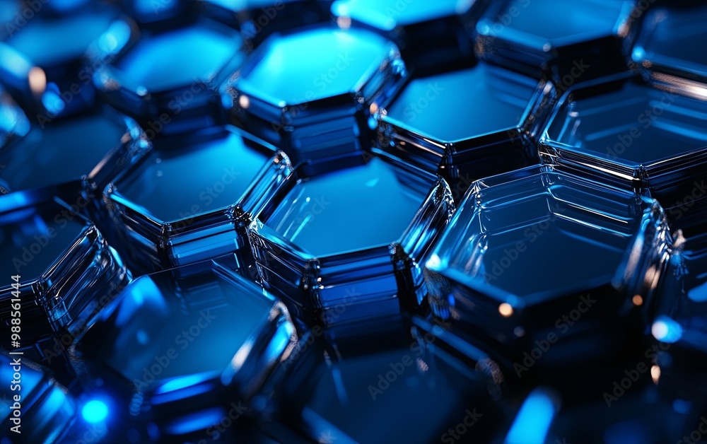 A close-up view of interlocking hexagonal shapes in a blue-toned design, showcasing a modern, abstract aesthetic. A close-up view of interlocking hexagonal shapes in a blue-toned design, showcasing a modern, abstract aesthetic.
