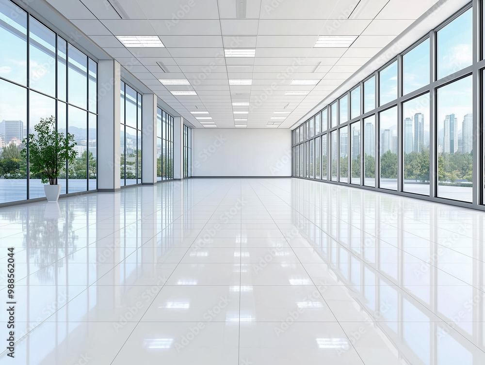 Empty large room with white walls and ceiling Empty large room with white walls and ceiling
