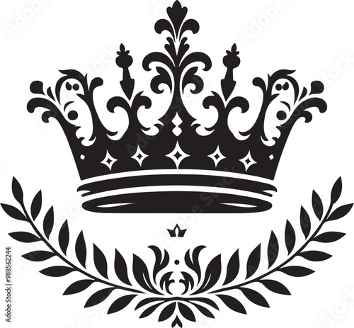 A stunning vector illustration of a queen's crown silhouette, capturing the essence of royalty and elegance.