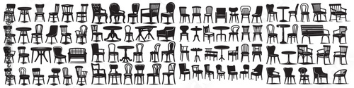  chair silhouettes group Chair, table, bench Seating icons set vector illustration design black and white art