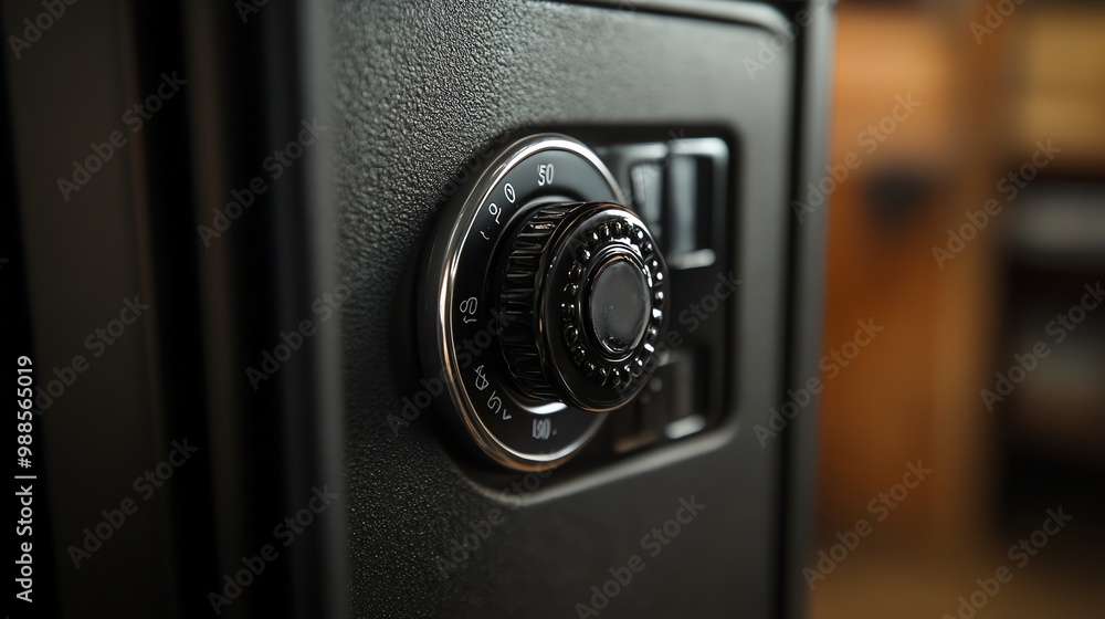 Close up of a combination lock on a black safe. Close up of a combination lock on a black safe.
