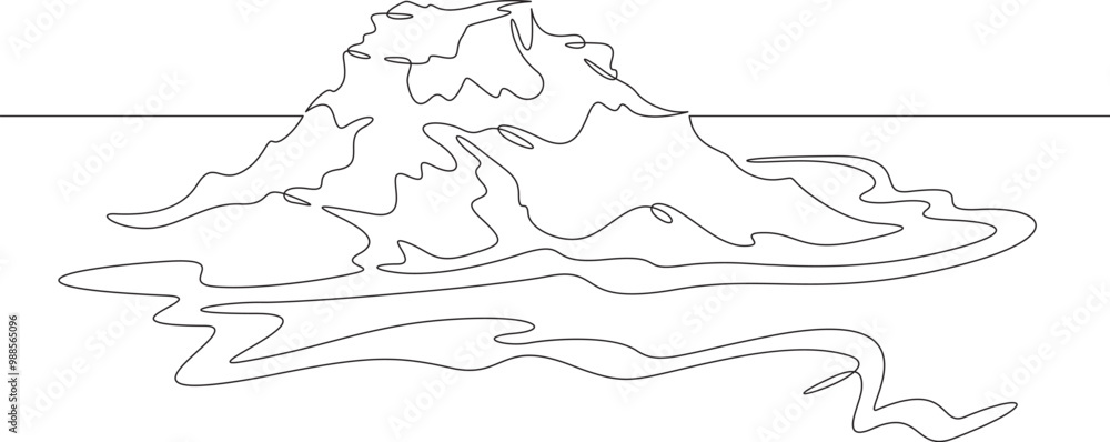 Fototapeta premium Continuous one line drawing residual mountains. Protected plateaus. Mountain landscapes. Rocky canyons. One continuous line isolated minimal illustration.
