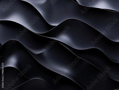 undulating obsidian waves deep shadows sleek modern abstract backdrop photo