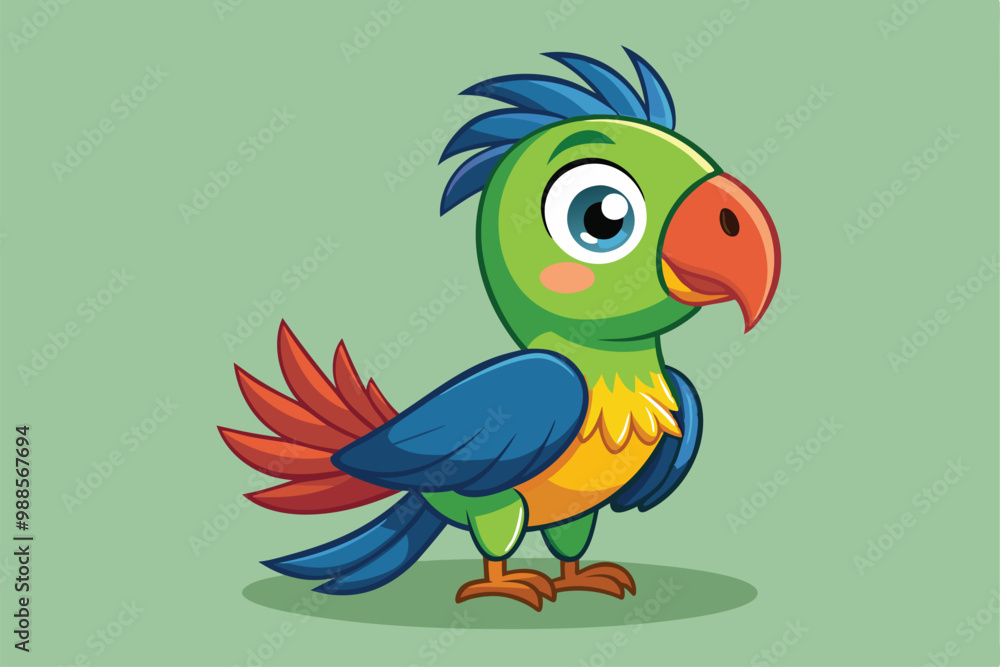 A cute parrot with bright colors showcases its playful personality in a lively atmosphere, a cartoon character cute parrot cartoon A cute parrot with bright colors showcases its playful personality in a lively atmosphere, a cartoon character cute parrot cartoon