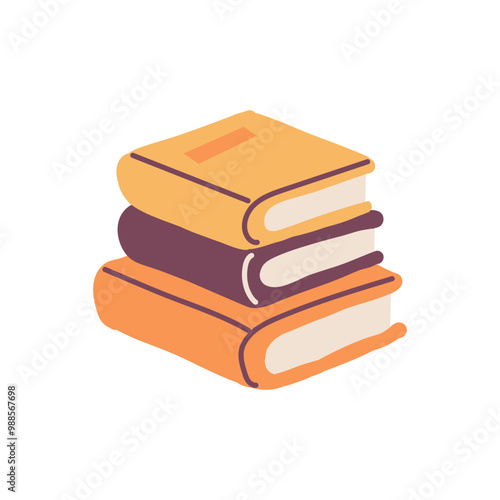 Pile of books, cute hand drawn seasonal object. Vector illustration in flat style