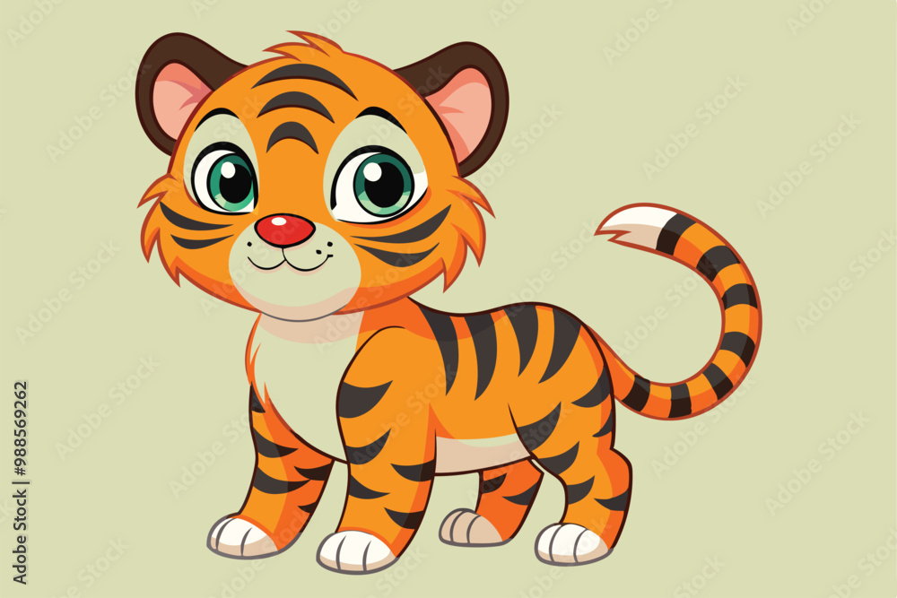 A cute cartoon tiger with bright colors stands cheerfully in a fun setting, a cartoon character Cute tiger cartoon A cute cartoon tiger with bright colors stands cheerfully in a fun setting, a cartoon character Cute tiger cartoon