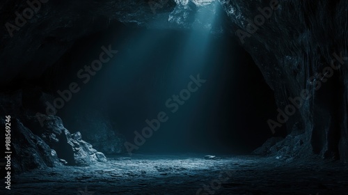 Mysterious Underwater Cave Illuminated by Sunlight