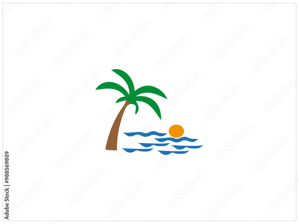 Obraz premium BEACH logo , vector ,icon and illustration.