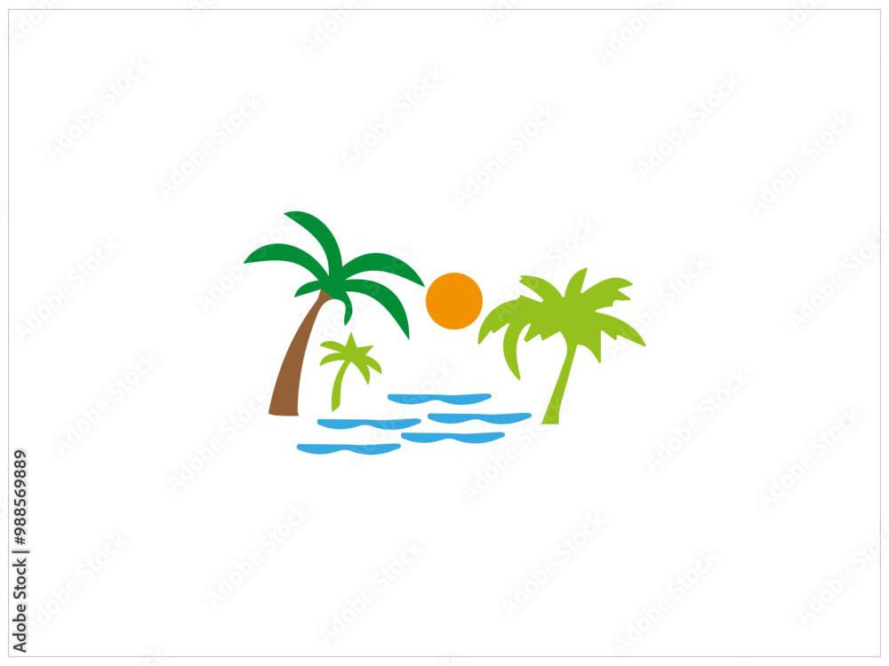 Obraz premium BEACH logo , vector ,icon and illustration.