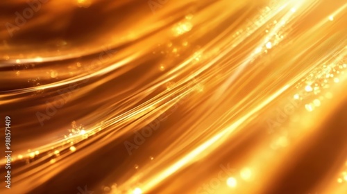 A mesmerizing abstract background with flowing golden waves and sparkling light effects, perfect for use in design projects or digital media. photo