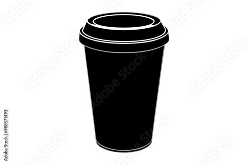 paper coffee cup with lid silhouette icon illustration