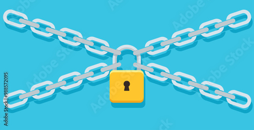 Padlock and chains vector illustration
