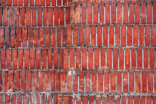 Clinker brick pattern with white mortar photo