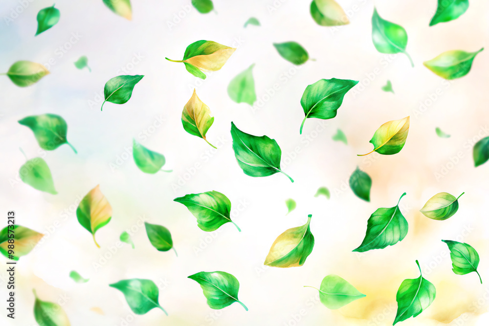 Naklejka premium leaves backgroundleaf, plant, nature, vector, green, tree, icon, pattern, illustration, spring, leaves, floral, set, design, natural, art, summer, eco, foliage, element, environment, flower, seamless,