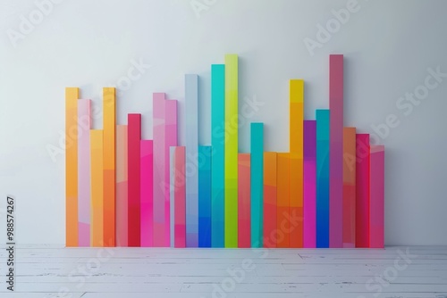 Abstract image depicting colorful bars forming a chart, conveying concepts of growth, data, and analysis