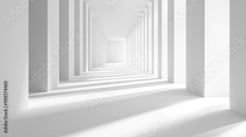 3D rendering of space architecture, warm sunlight filtering into the interior, soft shadows, no reflections, wide angle view, white background.