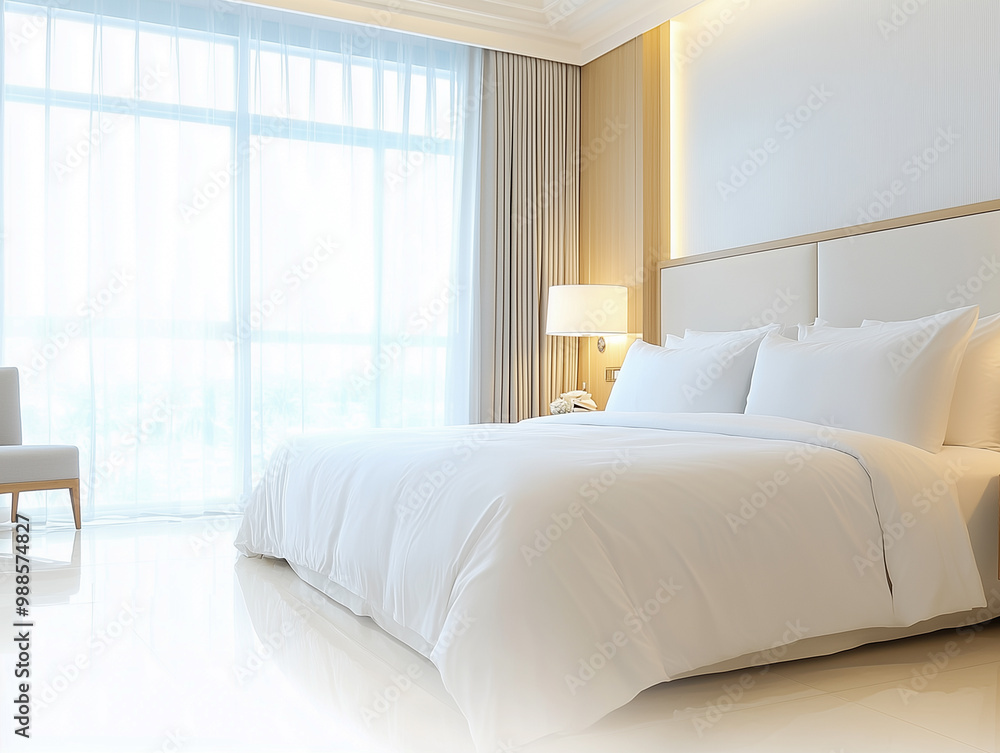 Interior design of modern hotel bedroom Interior design of modern hotel bedroom