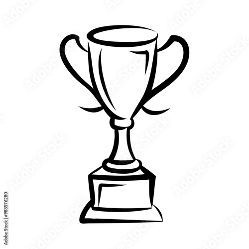 Icon of a trophy on a pedestal symbolizing recognition and achievement in black line art