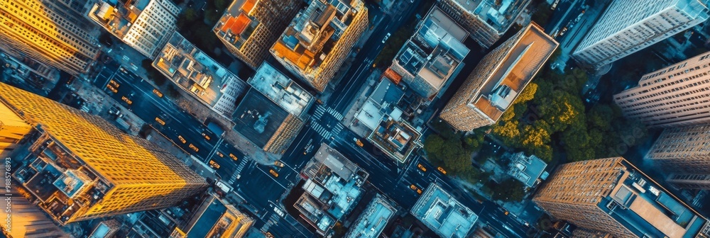 A stunning aerial view of a cityscape featuring impressive skyscrapers and diverse architecture A stunning aerial view of a cityscape featuring impressive skyscrapers and diverse architecture