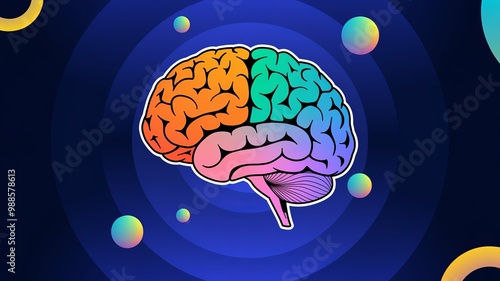 Vibrant digital design of a colorful brain.